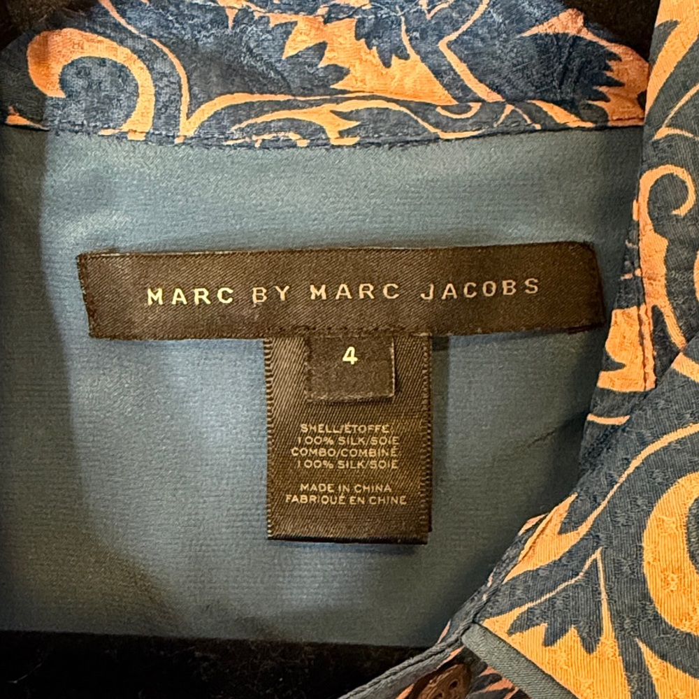 Marc by Marc Jacobs Blue and pink Baroque Patterned silk Blouse‎ - Size 4 - Picture 2 of 5